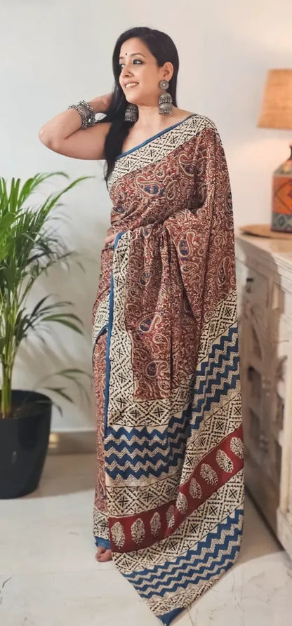 Kalamkari Mul Cotton Saree